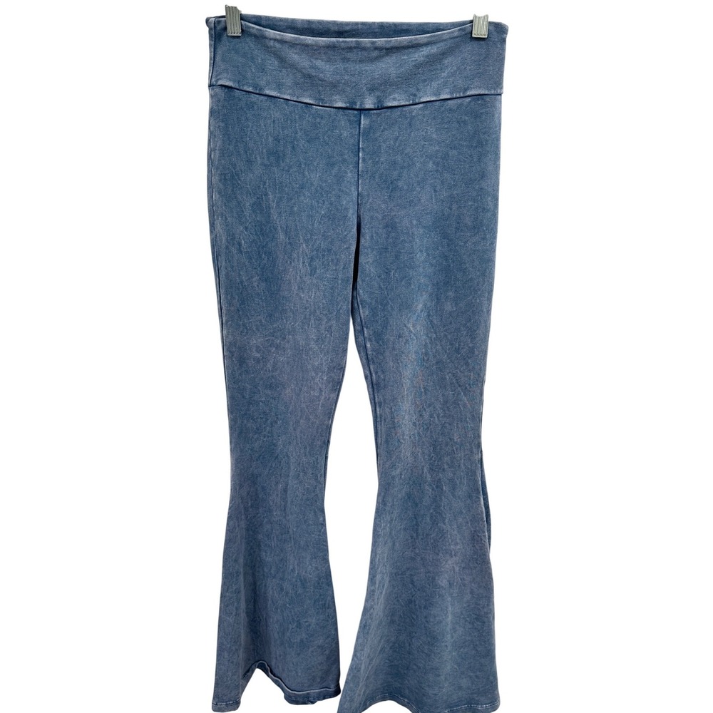 Chatoyant Blue Mineral Wash Flare Bell Bottom Pants Style Womens Medium
